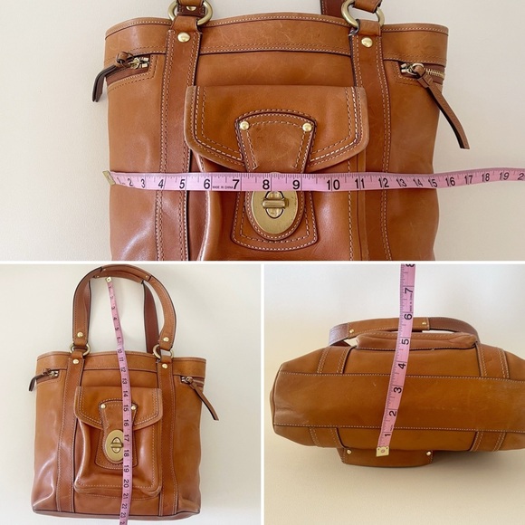 Coach Gigi Tote Bag Vintage Leather Turn Lock Carryall Casual Classic Tan F12888 - Picture 13 of 16